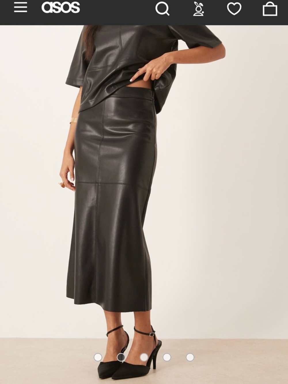 Gina Tricot PU Faux Leather Midi Skirt - size M